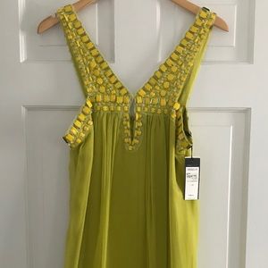 BCBGMaxAzria Embroided Lemongrass Colored Dress
